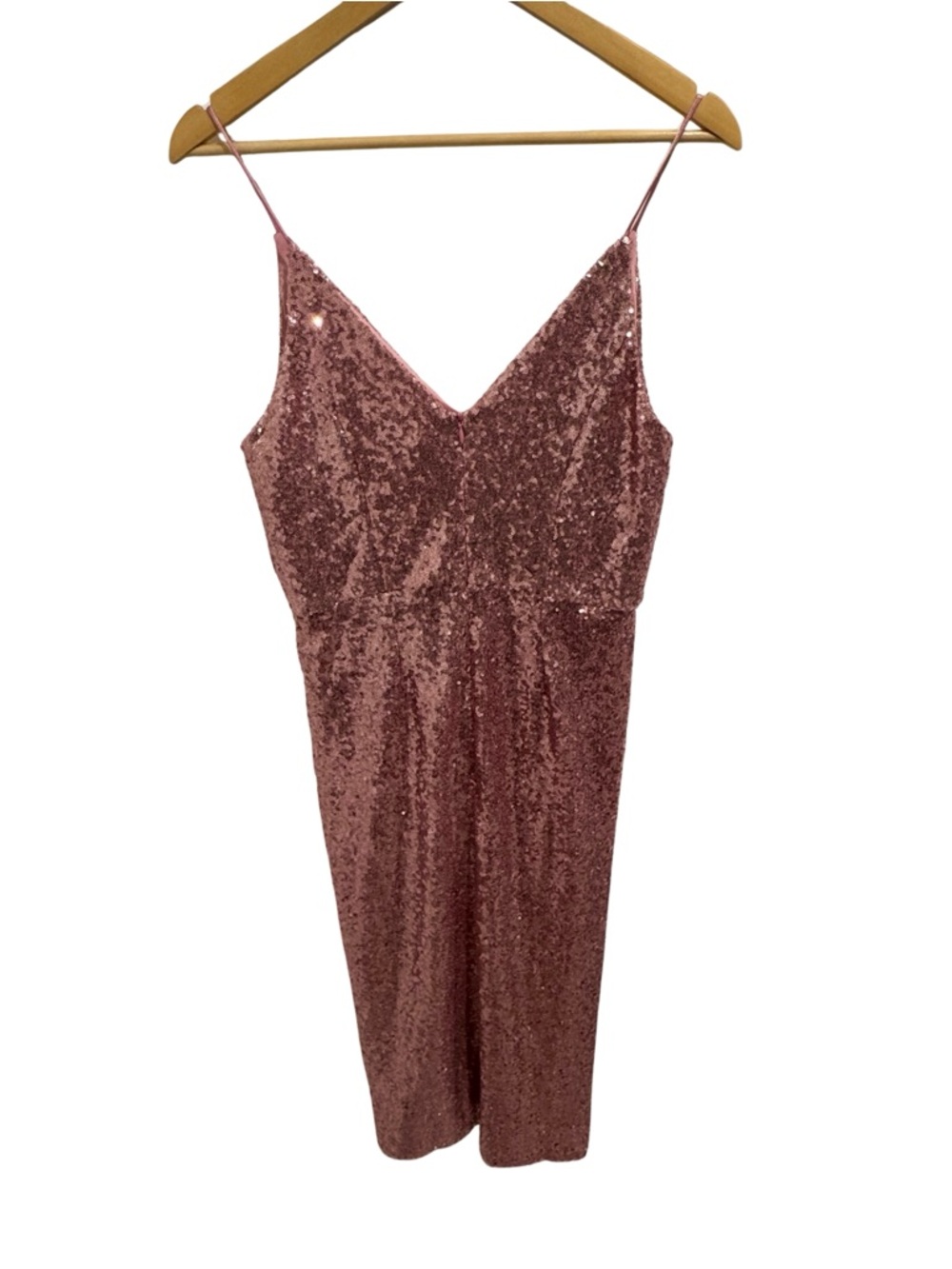 NWT Do+Be L Rose Gold Sequin V Neck Midi Dress Side Slit Formal Party - Picture 2 of 7
